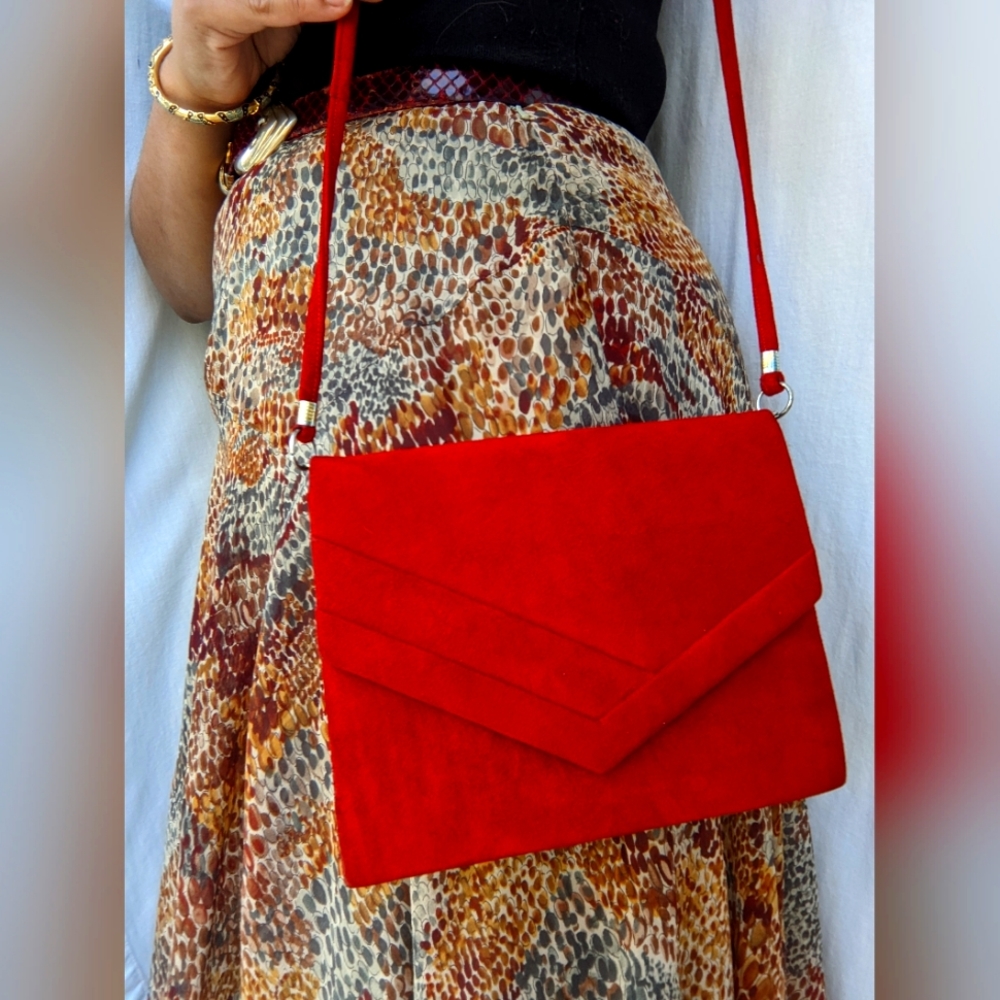 Vermilion suede purse